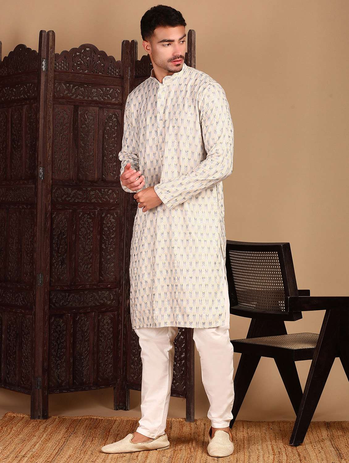 men long sleeve kurta and pyjama set