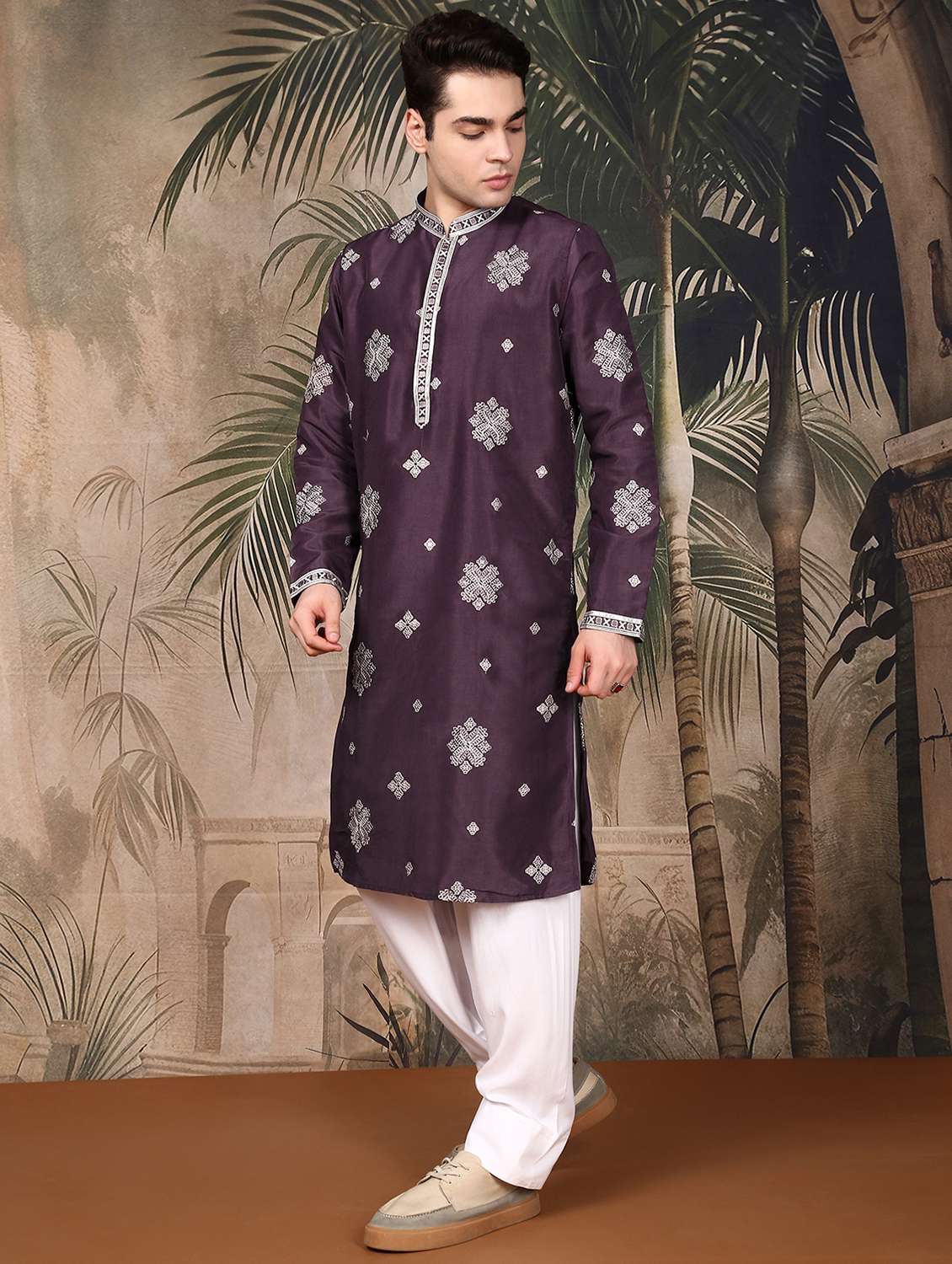 men long sleeve kurta and pyjama set
