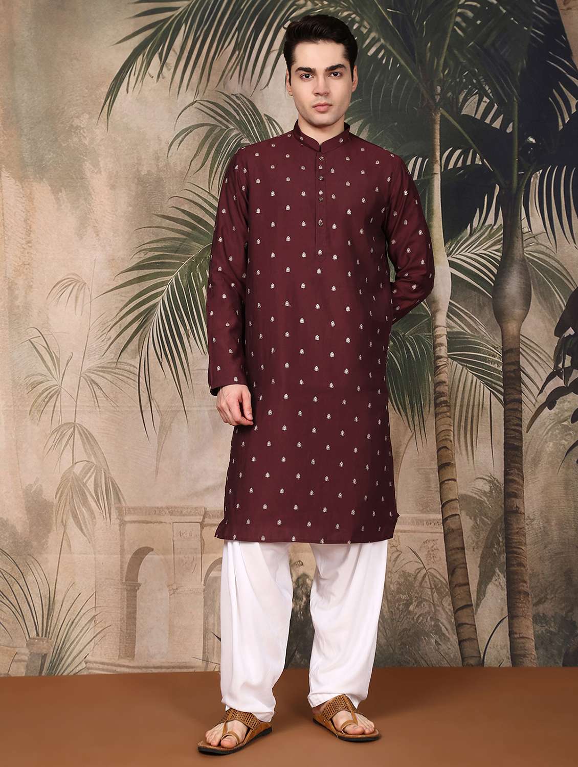 men long sleeve kurta and salwar set