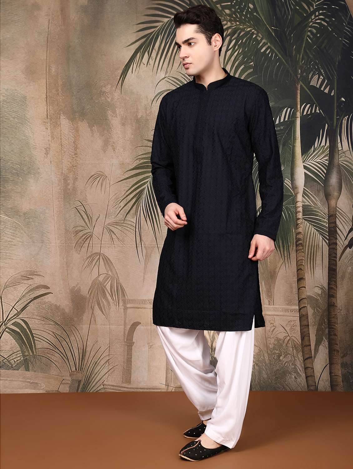 men long sleeve kurta and salwar set