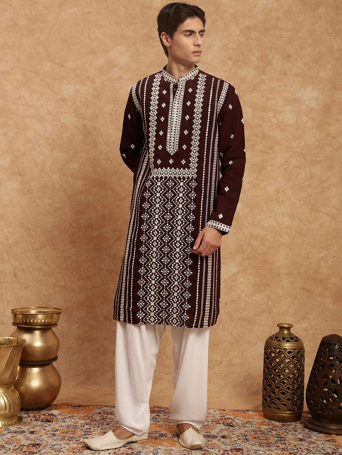 men long sleeve kurta and salwar set