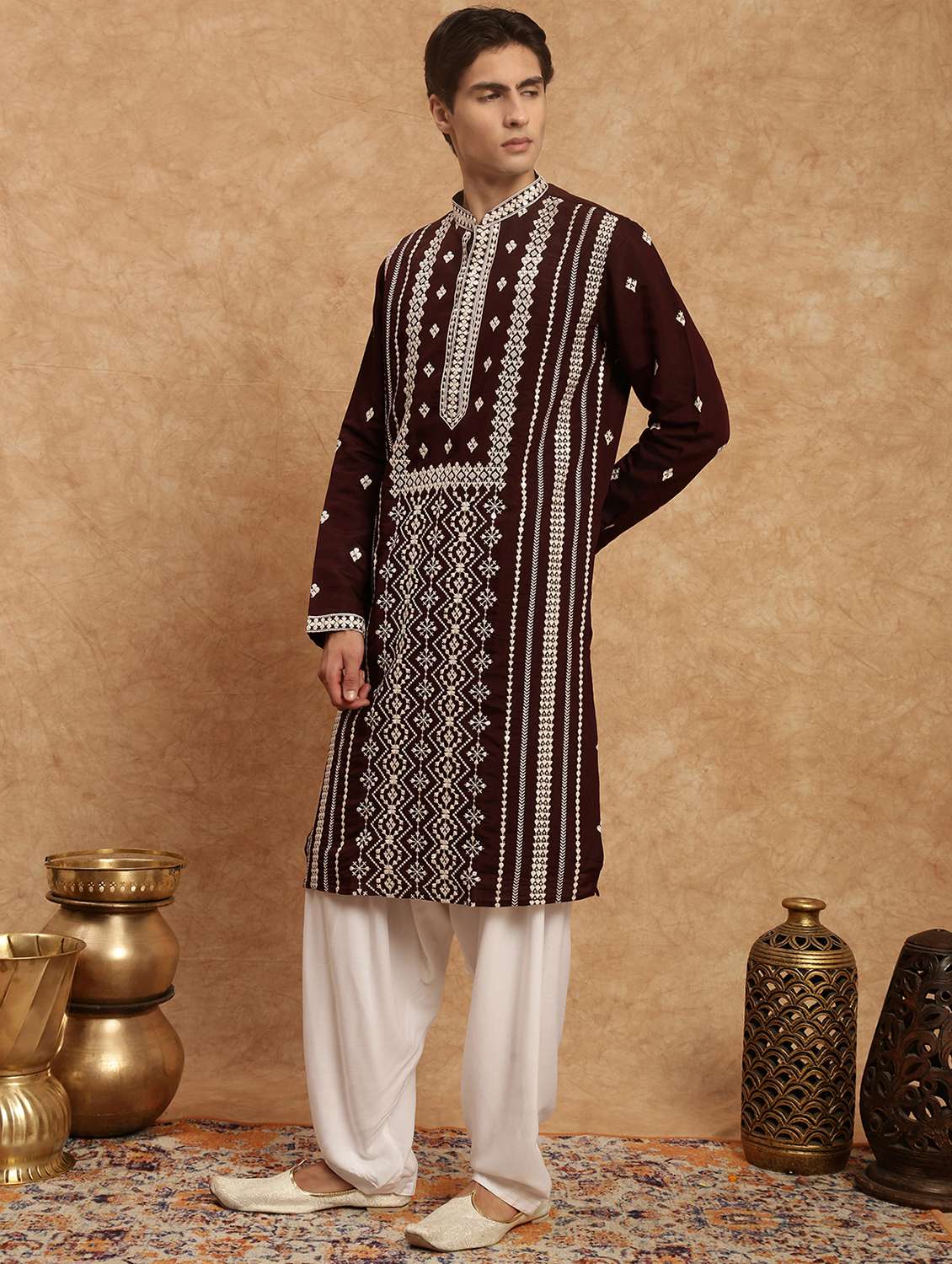 men long sleeve kurta and salwar set