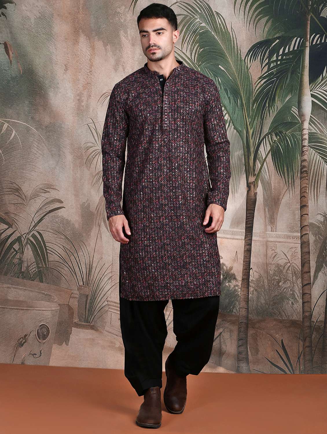men self design kurta and pyjama set