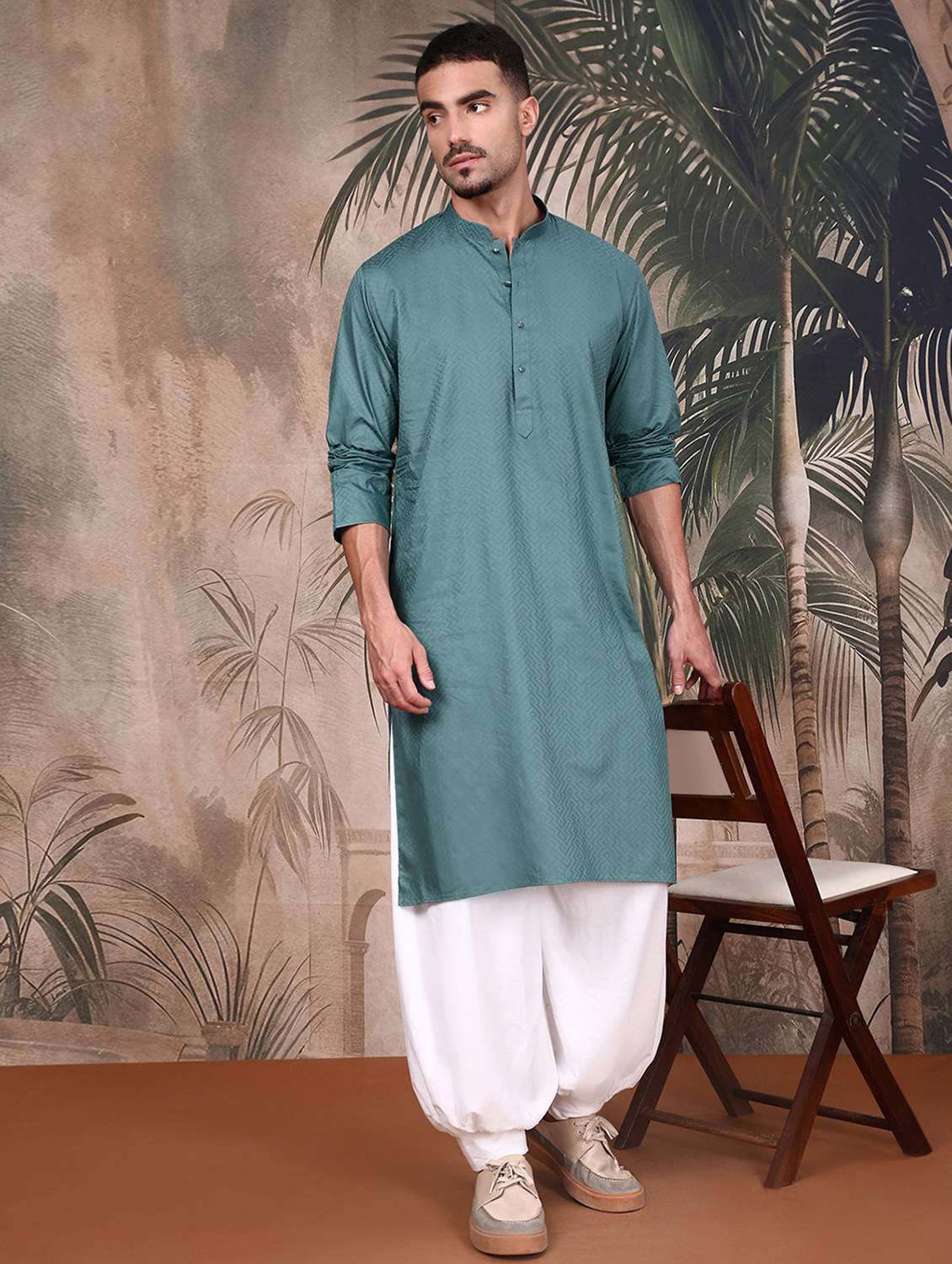 men long sleeve kurta and salwar set