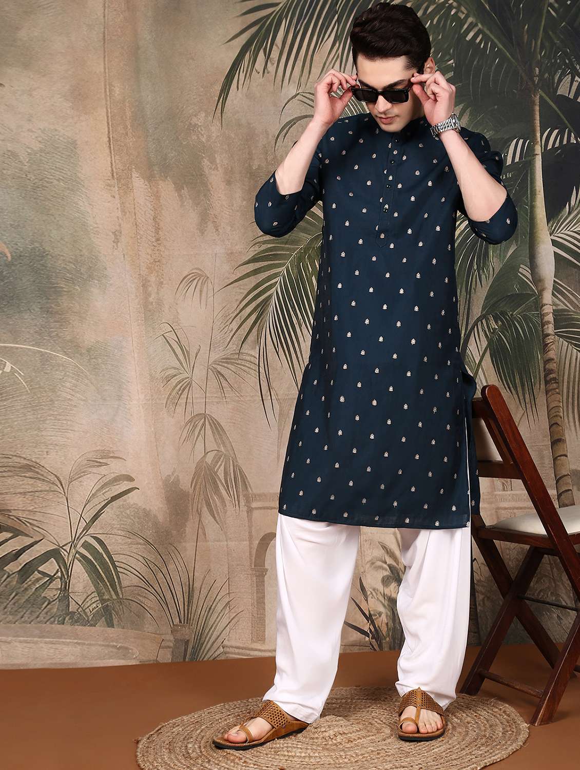 men long sleeve kurta and salwar set