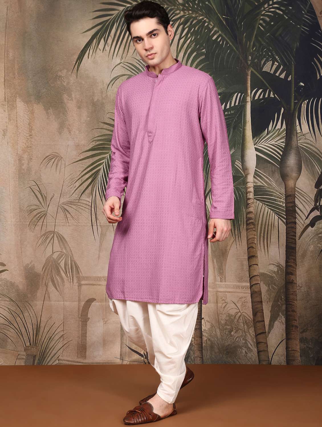 men long sleeve kurta and dhoti set