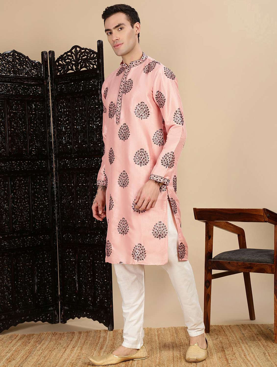 men long sleeve kurta and pyjama set