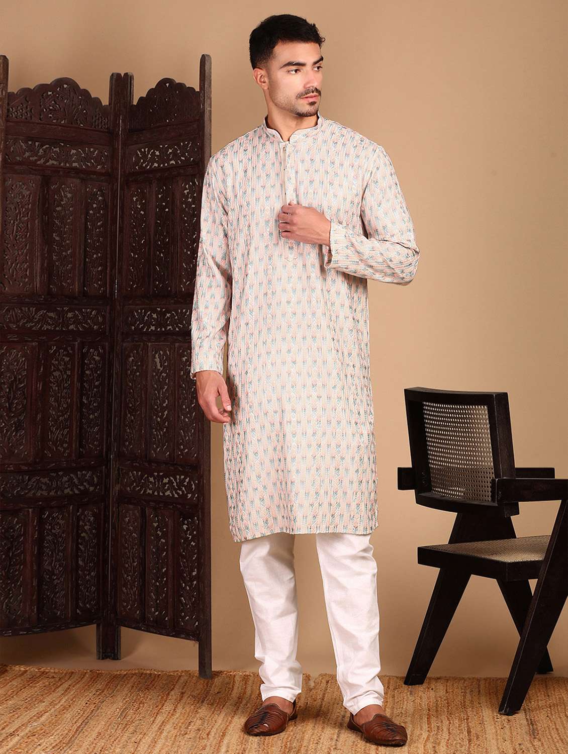 men long sleeve kurta and pyjama set