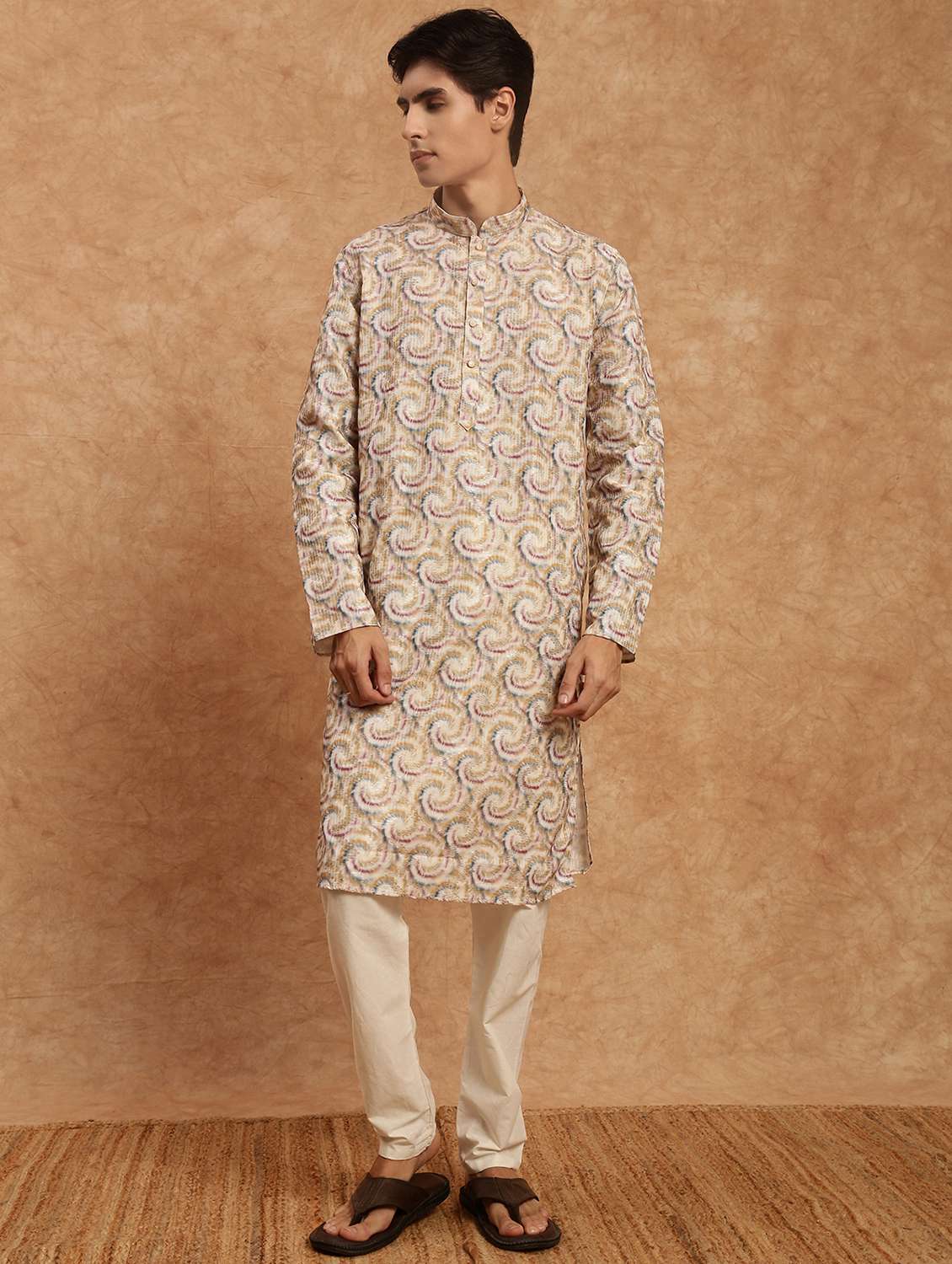 men printed kurta and pyjama set - 22375306 -  Standard Image - 3