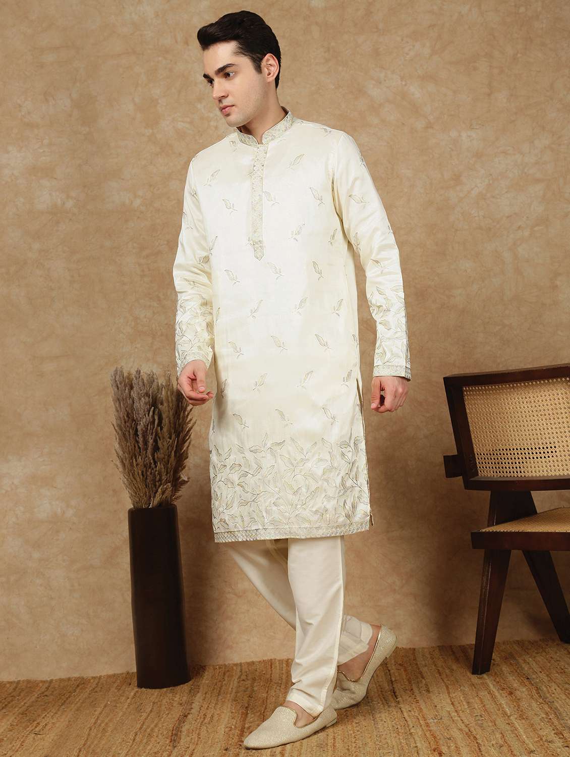 men long sleeve kurta and pyjama set