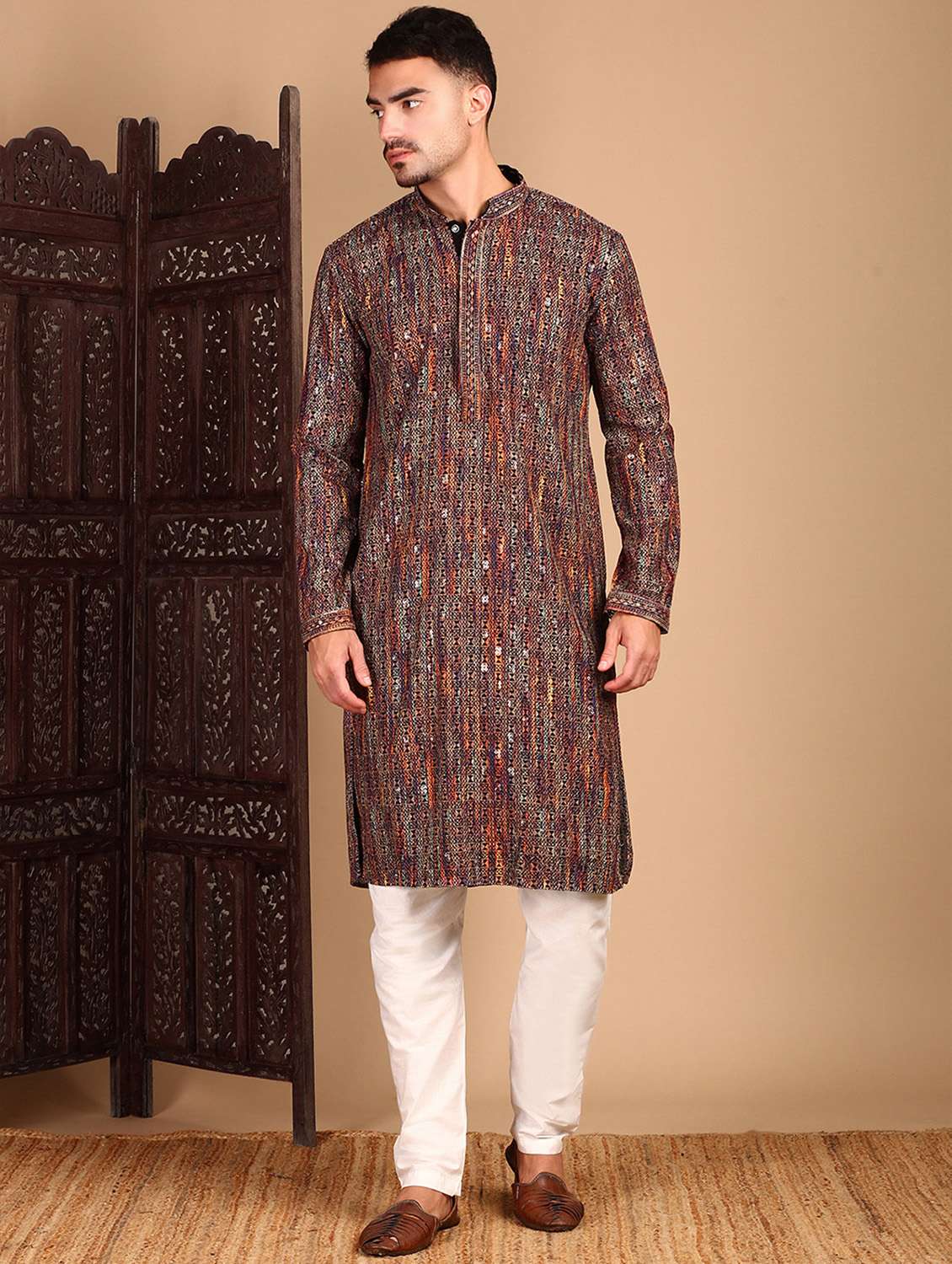men self design kurta and pyjama set