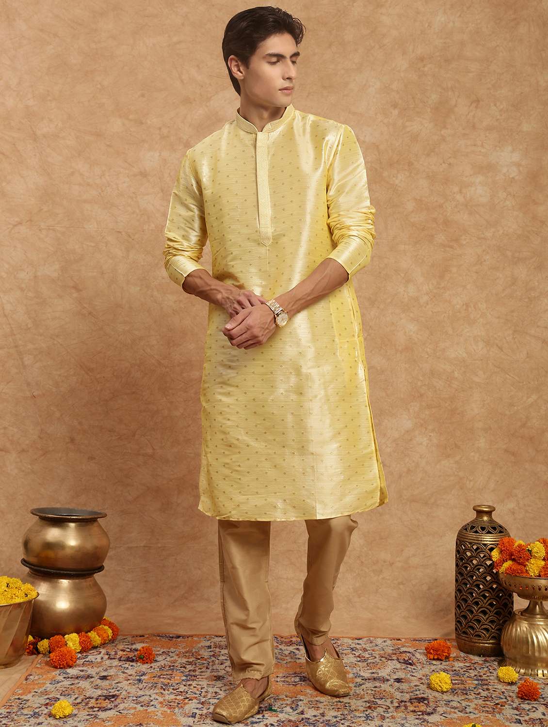 men long sleeve kurta and pyjama set
