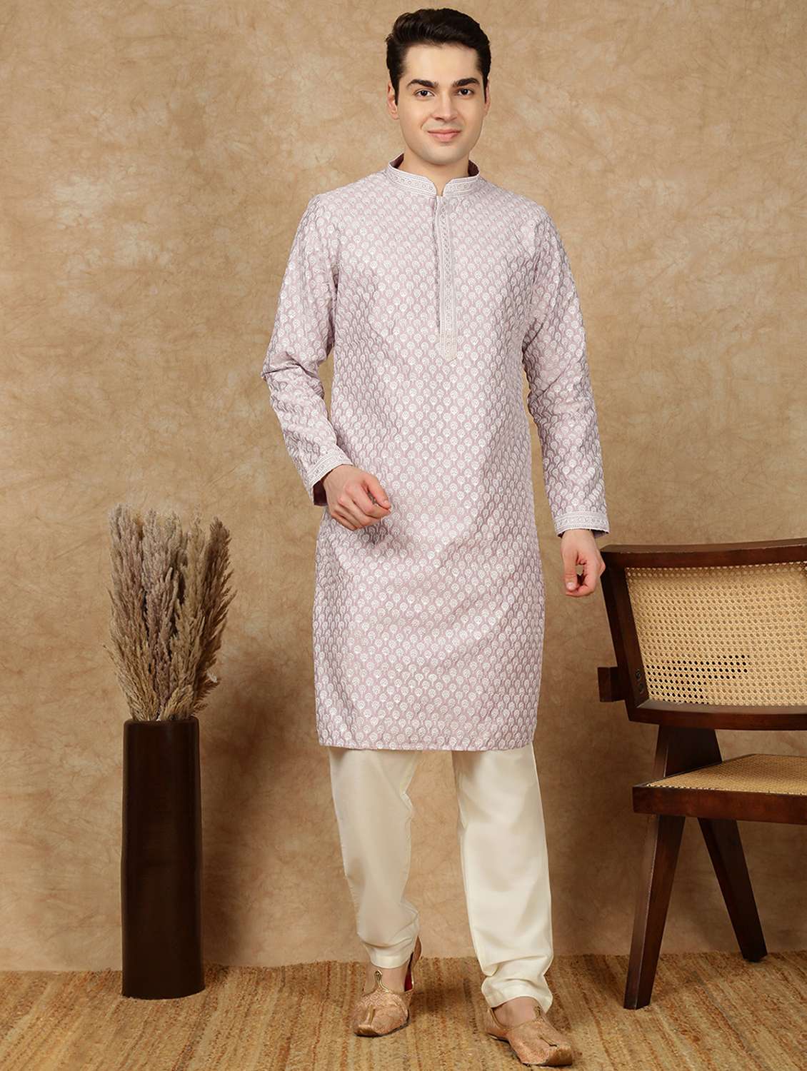 men long sleeve kurta and pyjama set