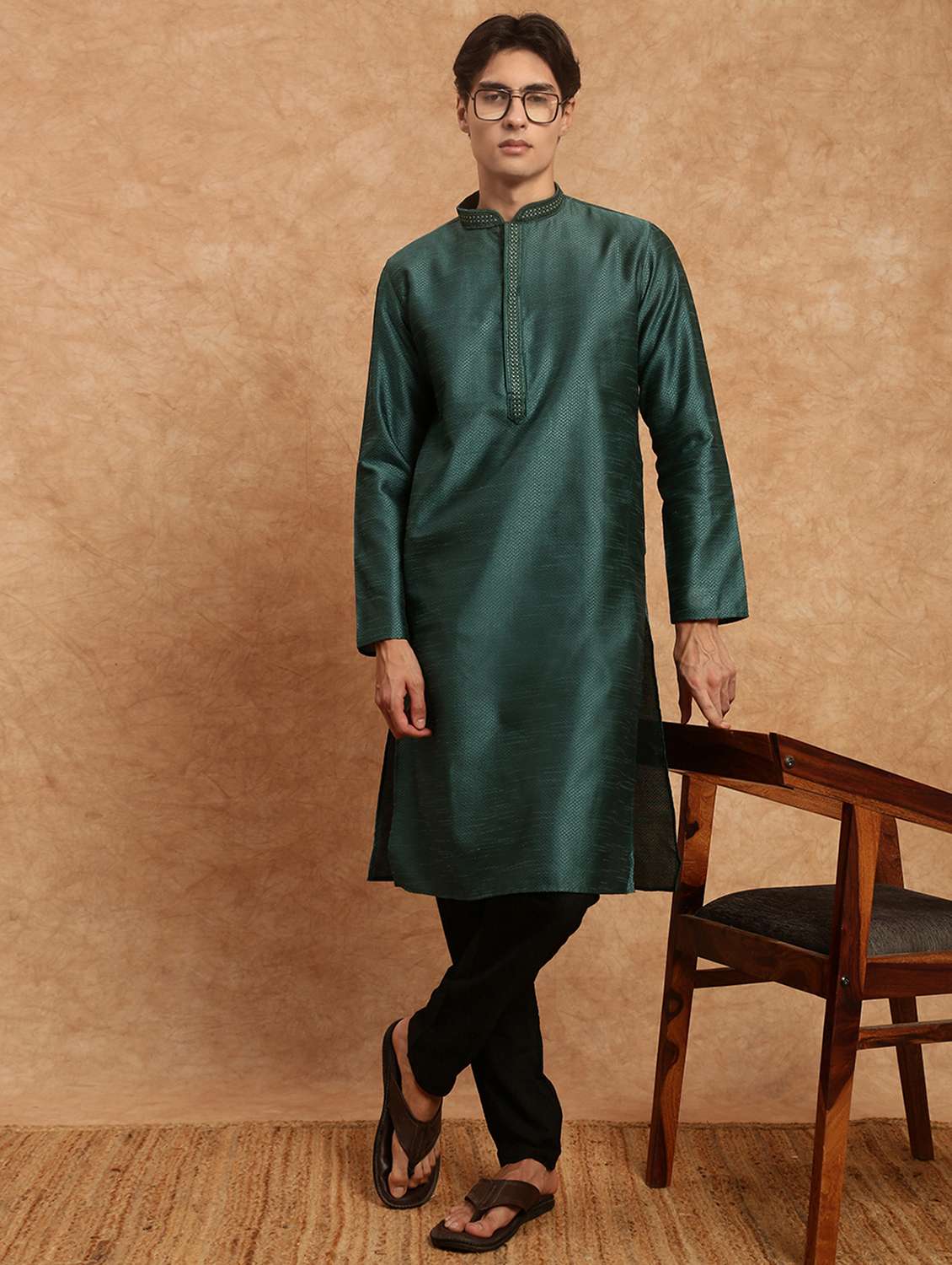 men long sleeve kurta and pyjama set