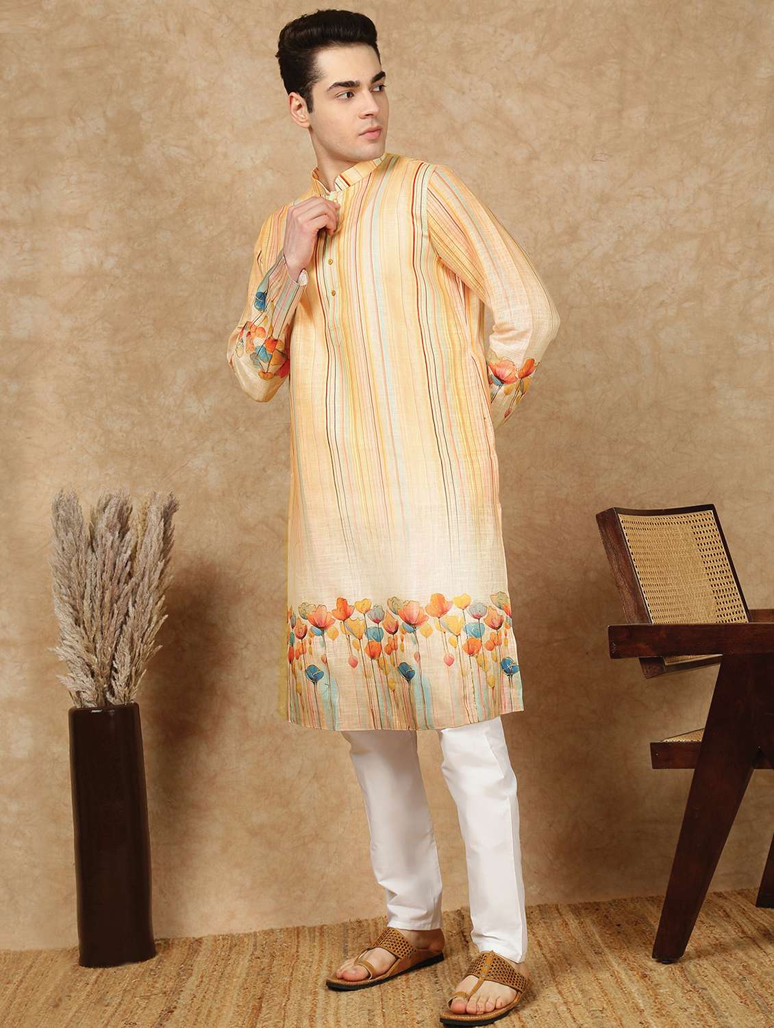 men long sleeve kurta and pyjama set