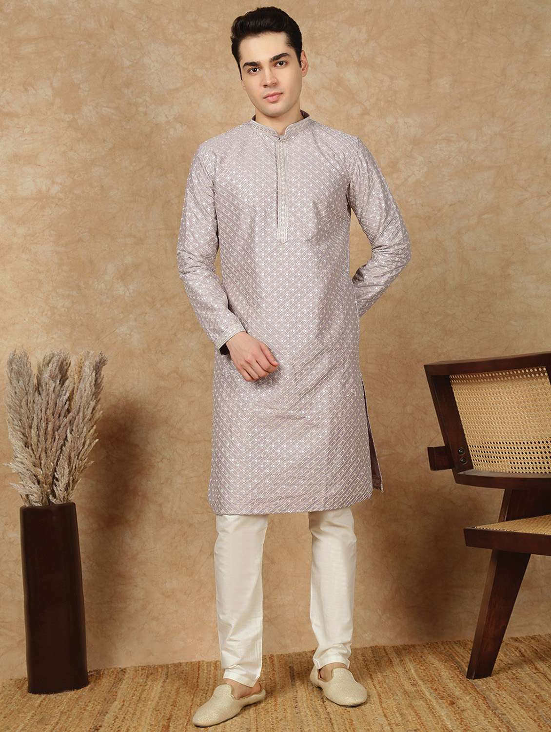 men long sleeve kurta and pyjama set