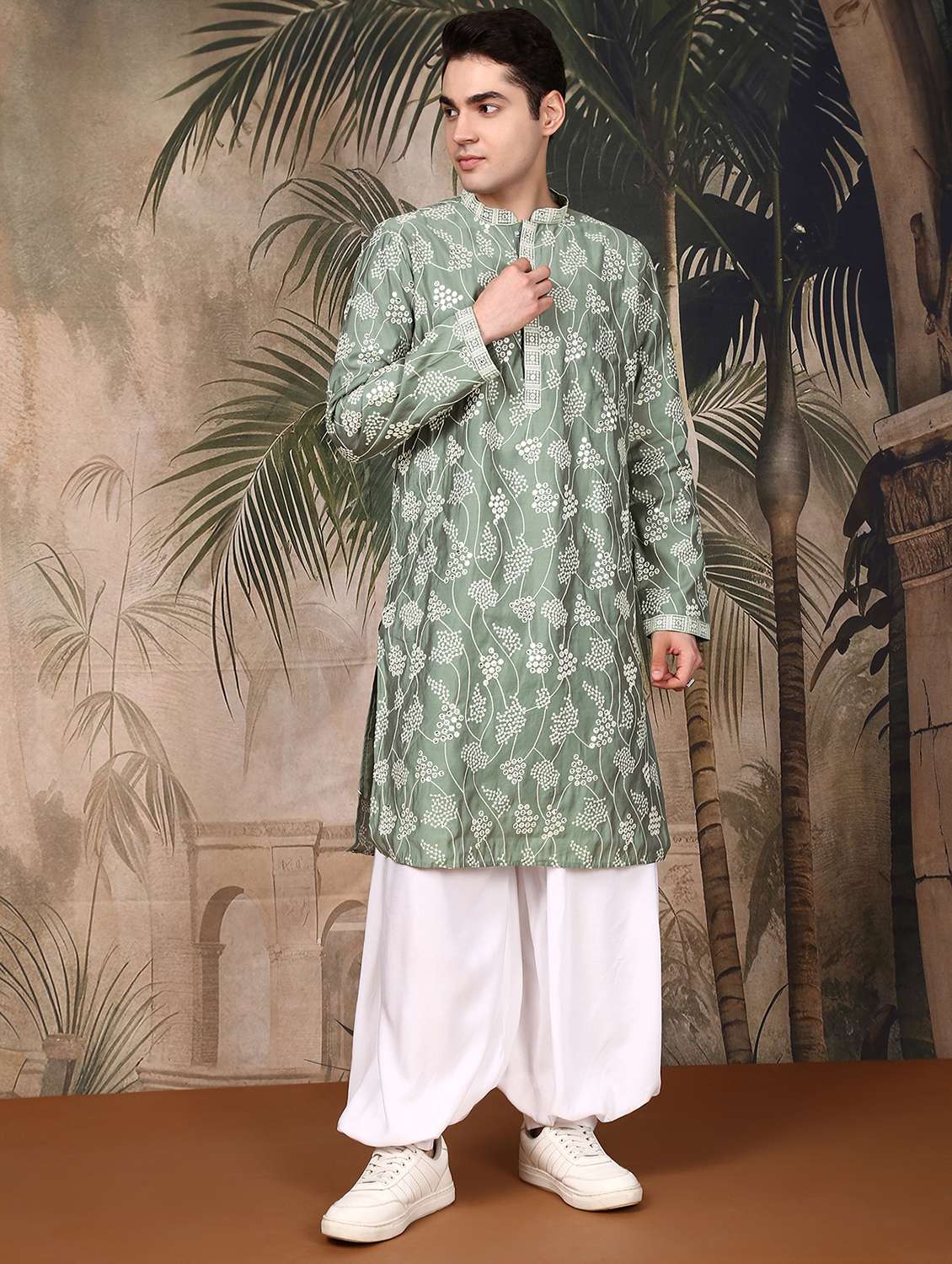 men long sleeve kurta and salwar set