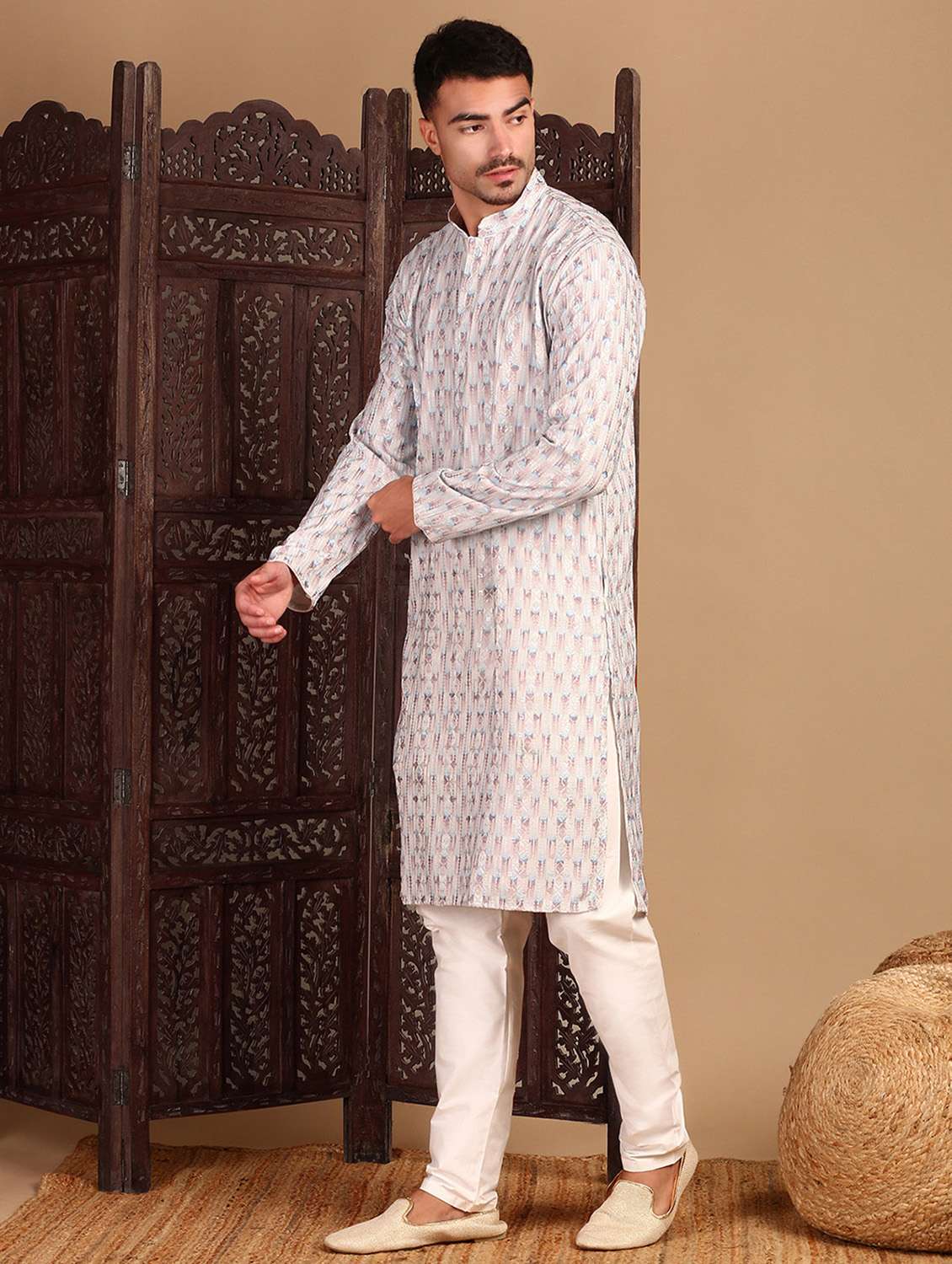 men long sleeve kurta and pyjama set