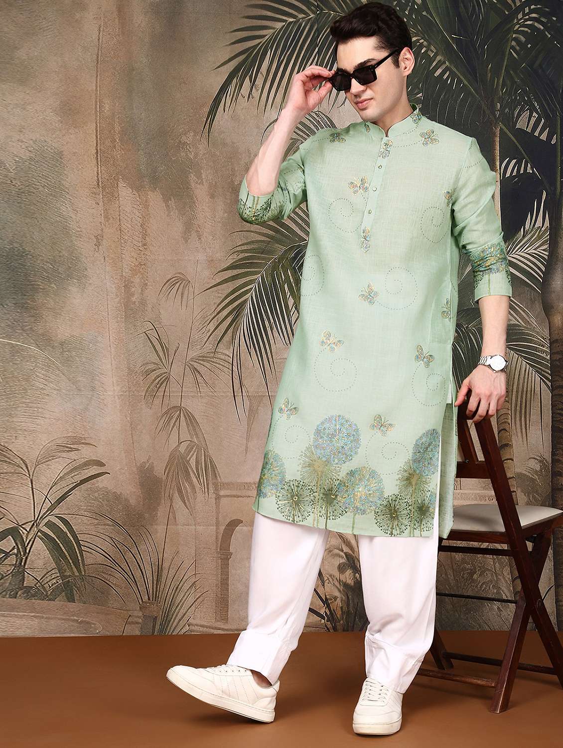 men long sleeve kurta and pyjama set