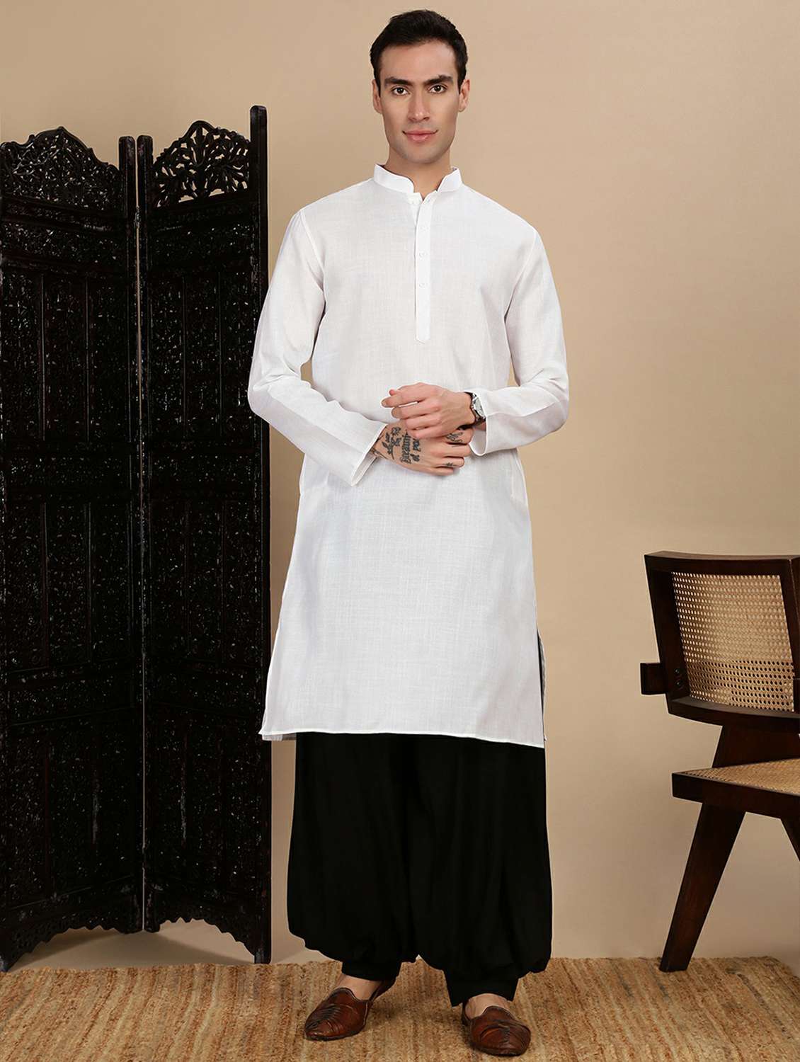 men long sleeve kurta and salwar set