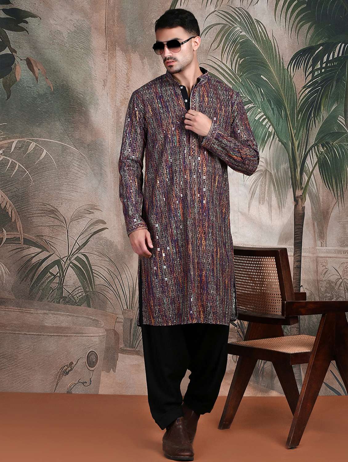 men long sleeve kurta and salwar set