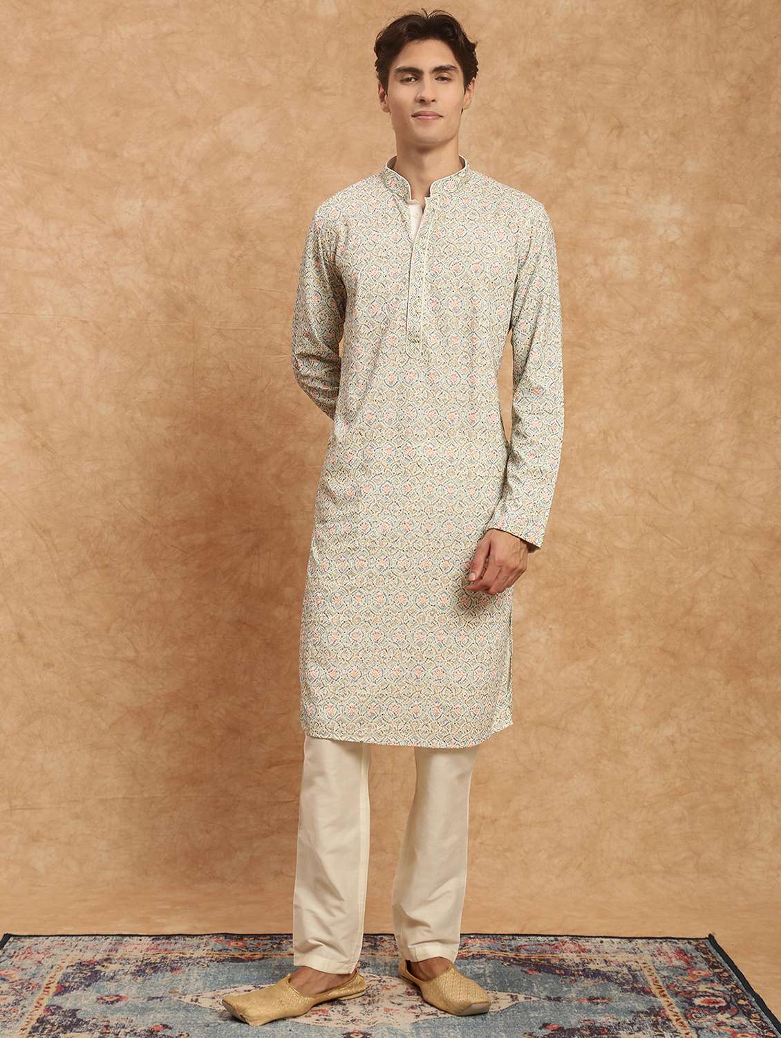 men printed kurta and pyjama set