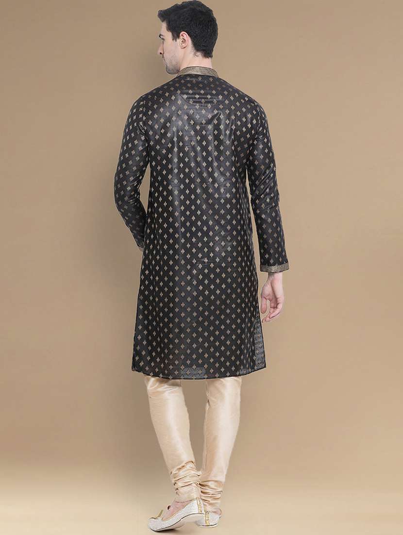men self designed long sleeve kurta and pyjama set - 22375398 -  Standard Image - 3