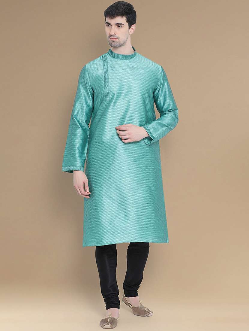 men self design kurta and churidar set