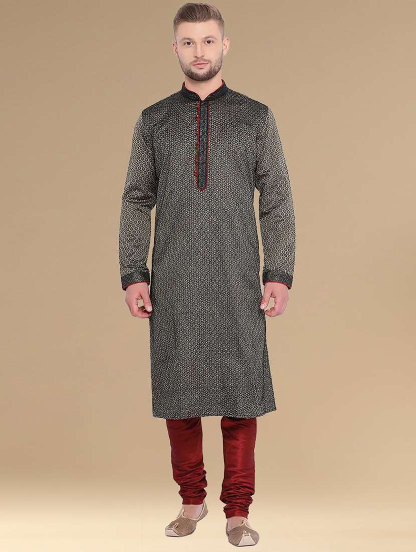 men long sleeve kurta and churidar set