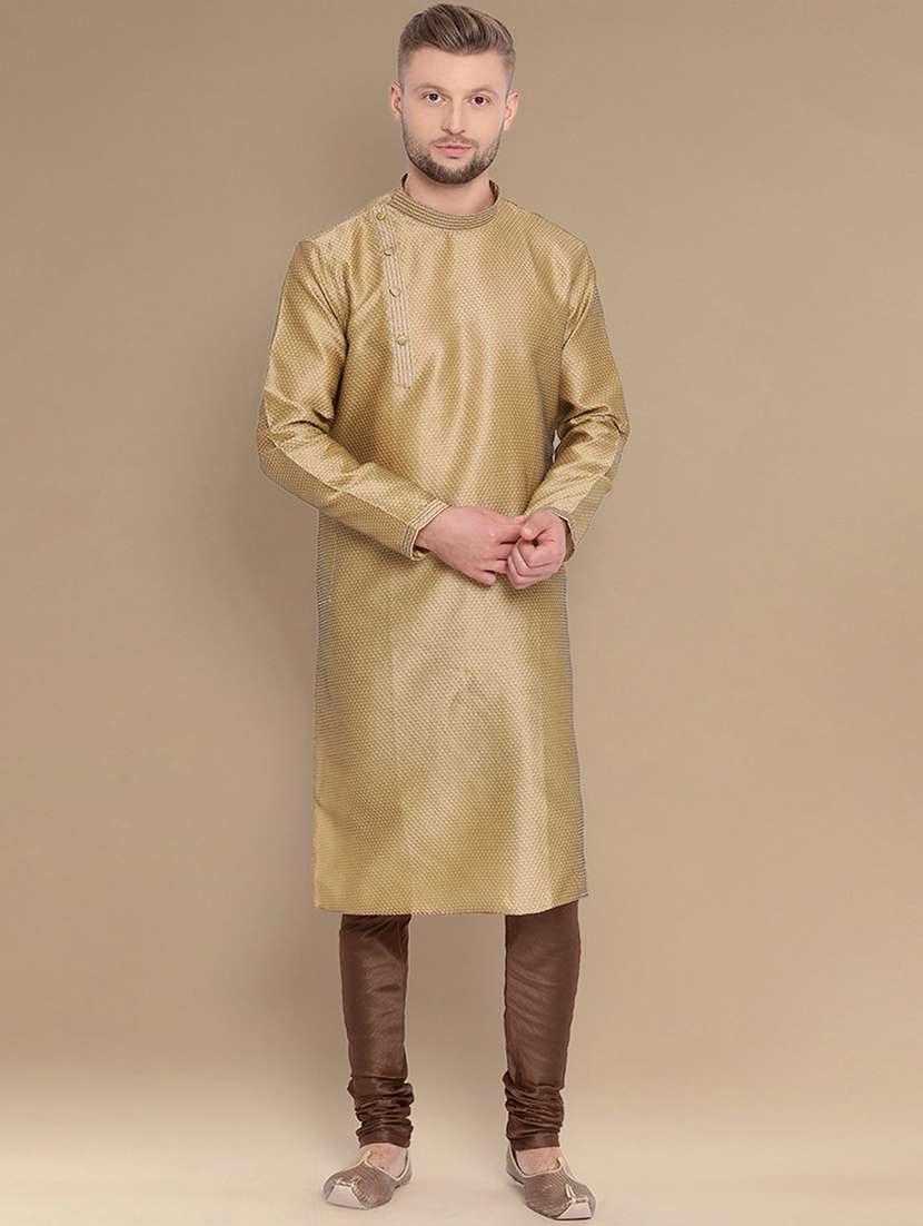 men self design kurta and churidar set