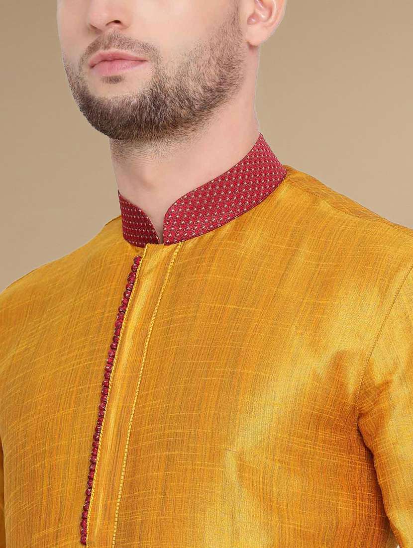 yellow fur kurta pyjama ethnic wear set - 22375426 -  Standard Image - 3