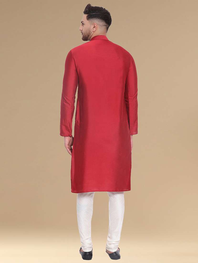 men long sleeves kurta and churidar set - 22375439 -  Standard Image - 3