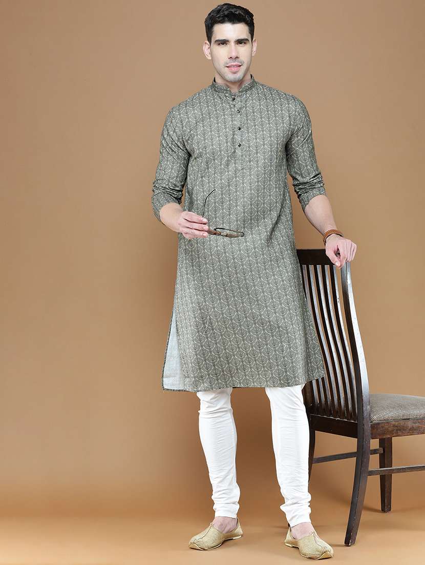men long sleeve kurta and churidar set