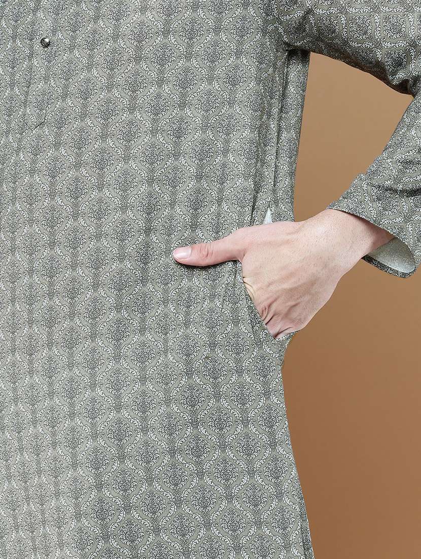 men long sleeve kurta and churidar set - 22375454 -  Standard Image - 3