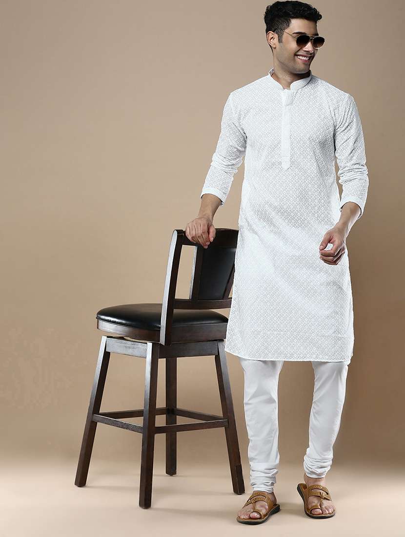 men long sleeves kurta and churidar set