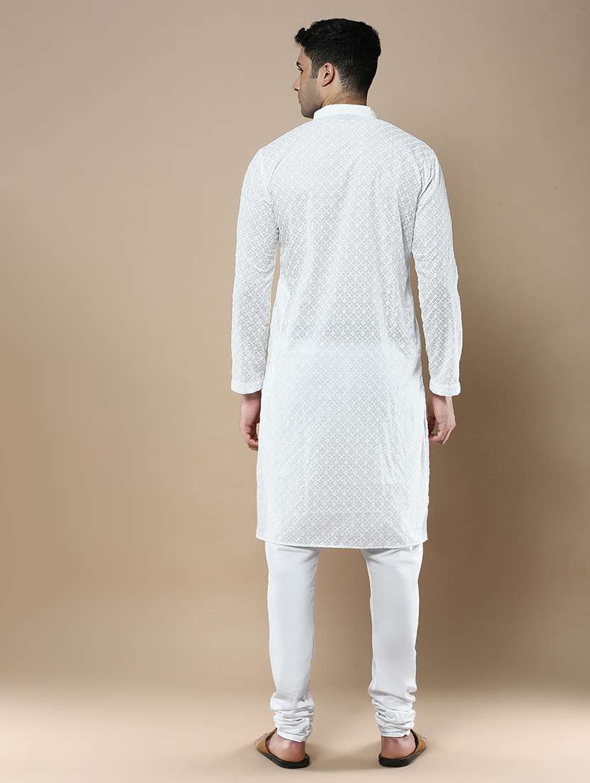 men long sleeves kurta and churidar set - 22375468 -  Standard Image - 3