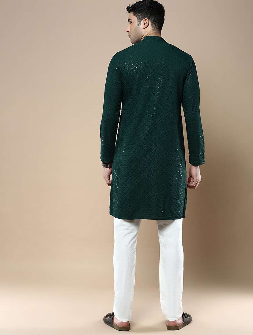 men self design kurta and pyjama set - 22375479 -  Standard Image - 3