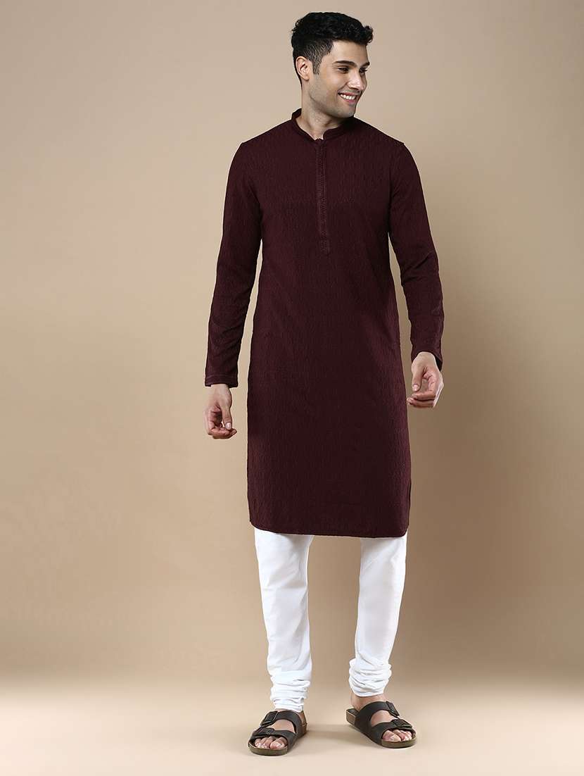 men long sleeve kurta and churidar set
