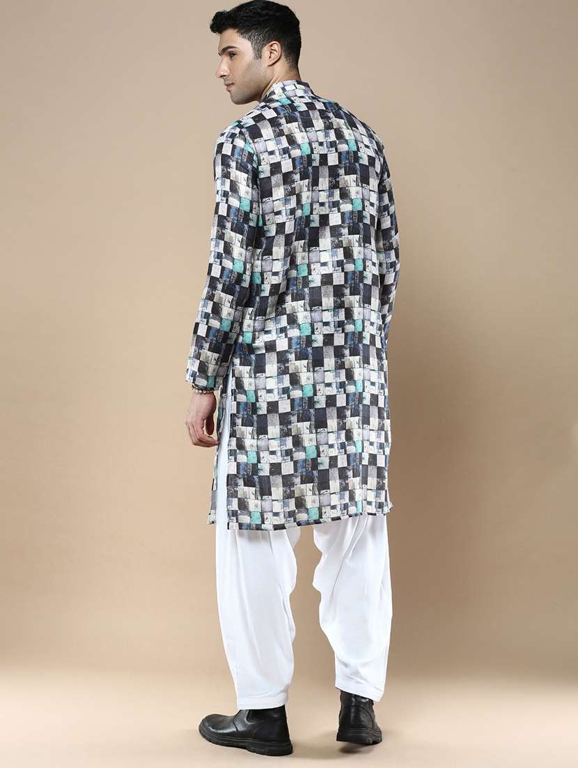men printed kurta and salwar set - 22375498 -  Standard Image - 3