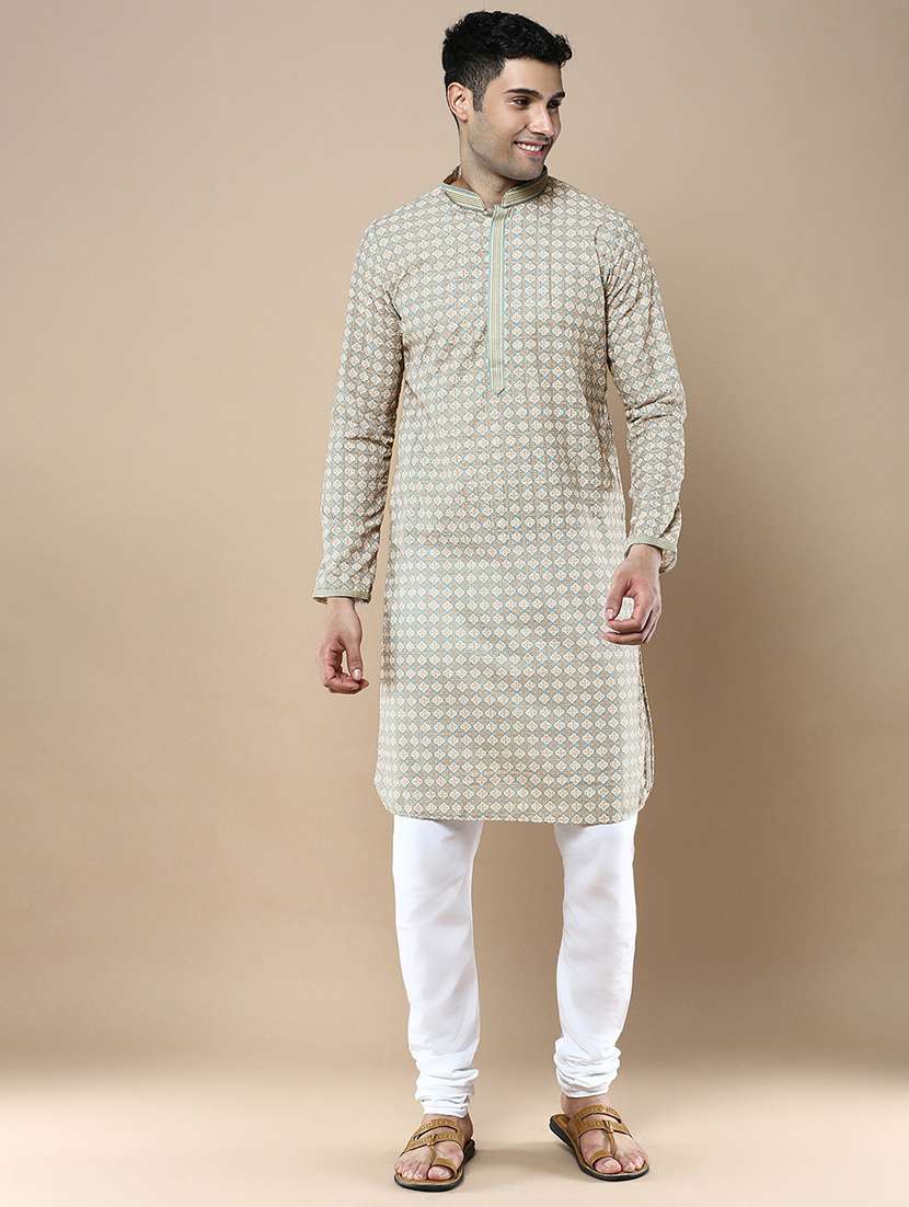 men long sleeve kurta and churidar set