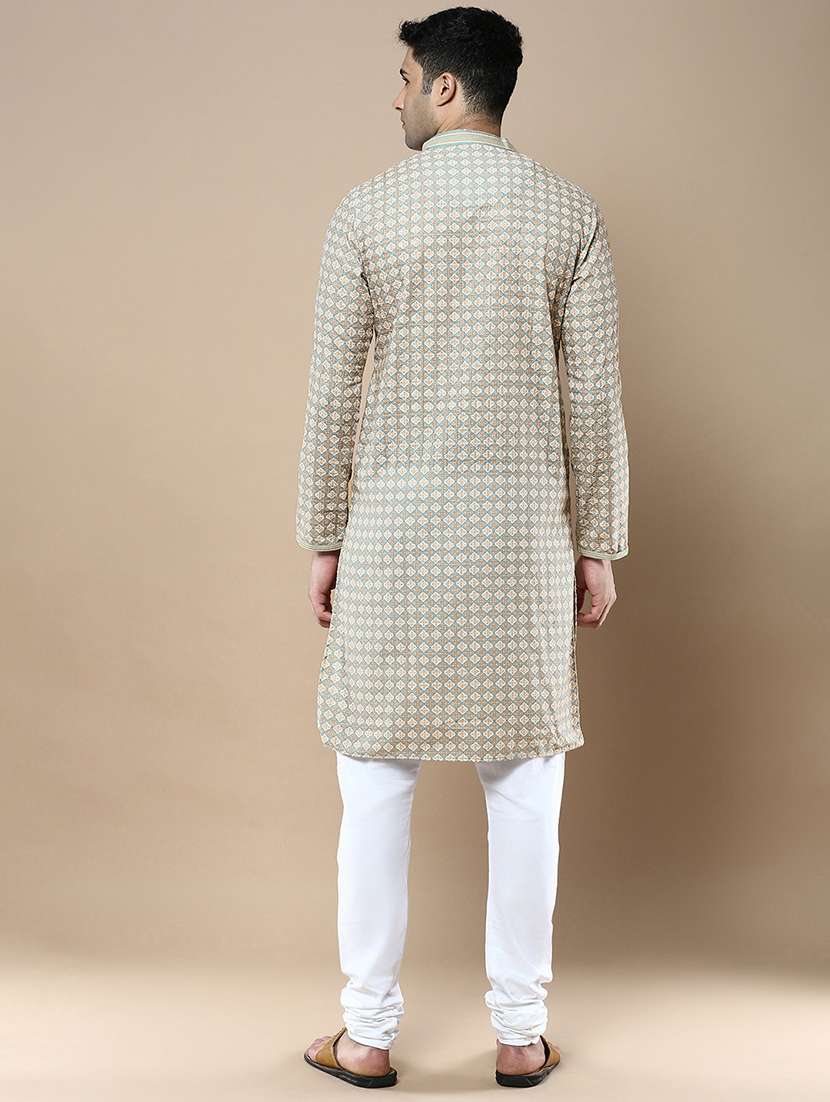 men long sleeve kurta and churidar set - 22375504 -  Standard Image - 3