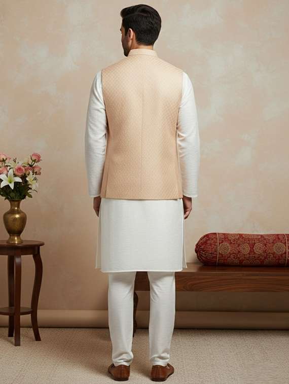 men long sleeve kurta pyjama with nehru jacket  - 22375506 -  Standard Image - 3