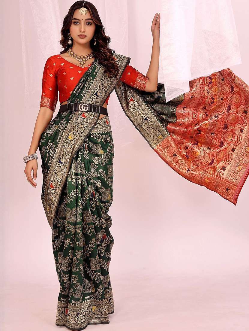 women self design banarasi saree with blouse - 22376016 -  Standard Image - 3