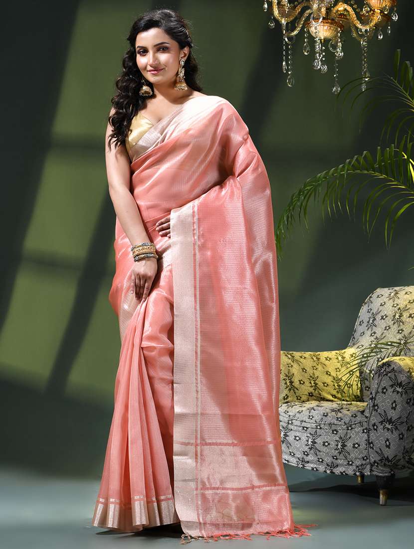 women striped bordered saree with blouse