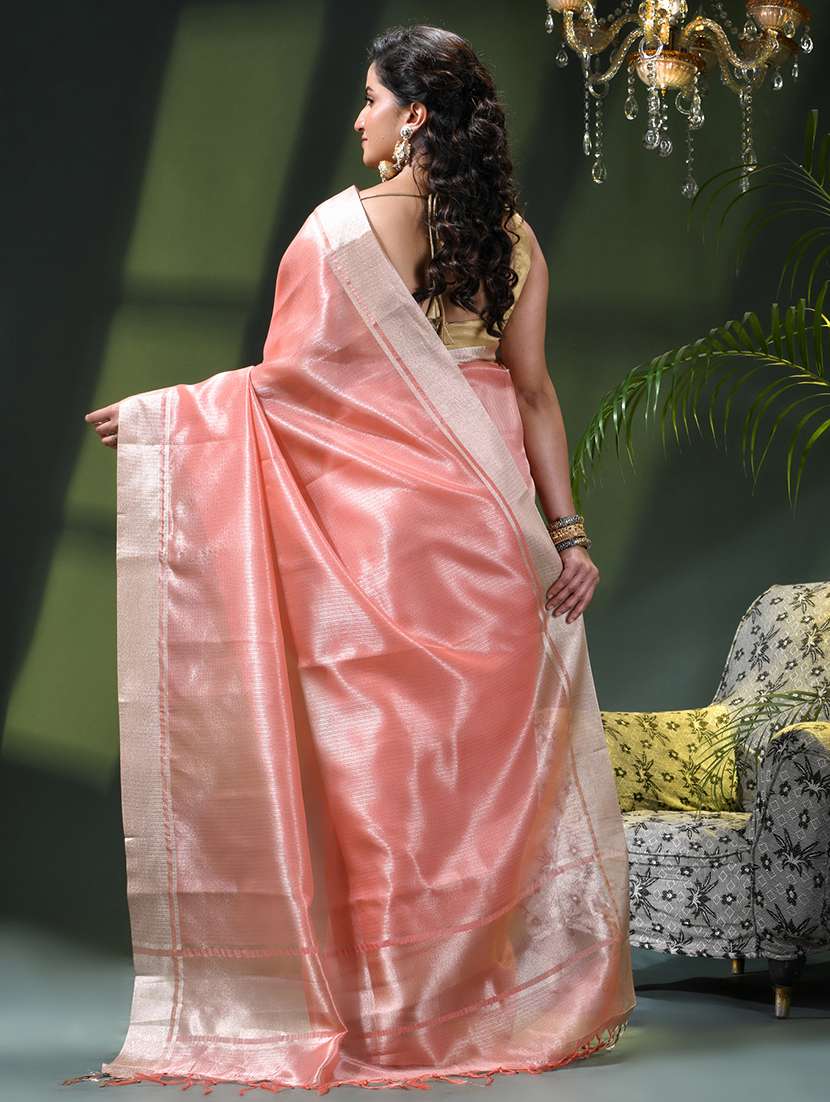women striped bordered saree with blouse - 22376138 -  Standard Image - 3