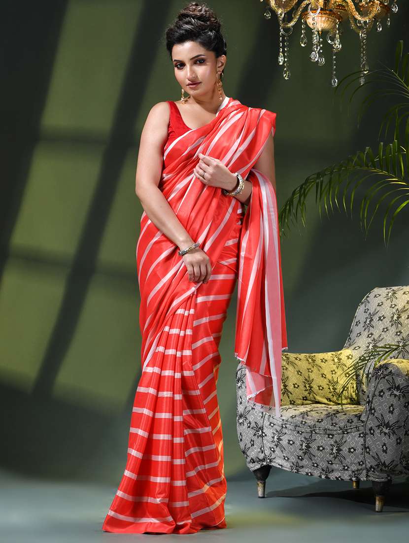 women striped printed saree - 22376140 -  Standard Image - 3