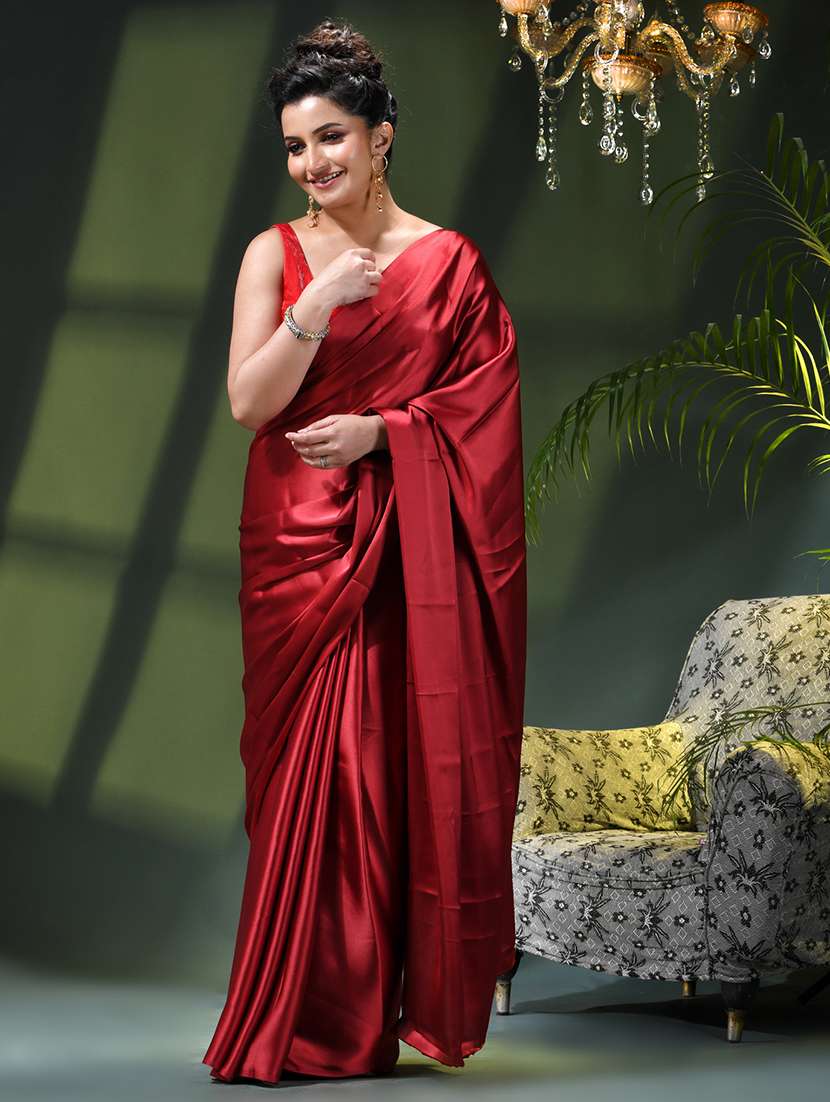 women solid plain saree - 22376190 -  Standard Image - 3