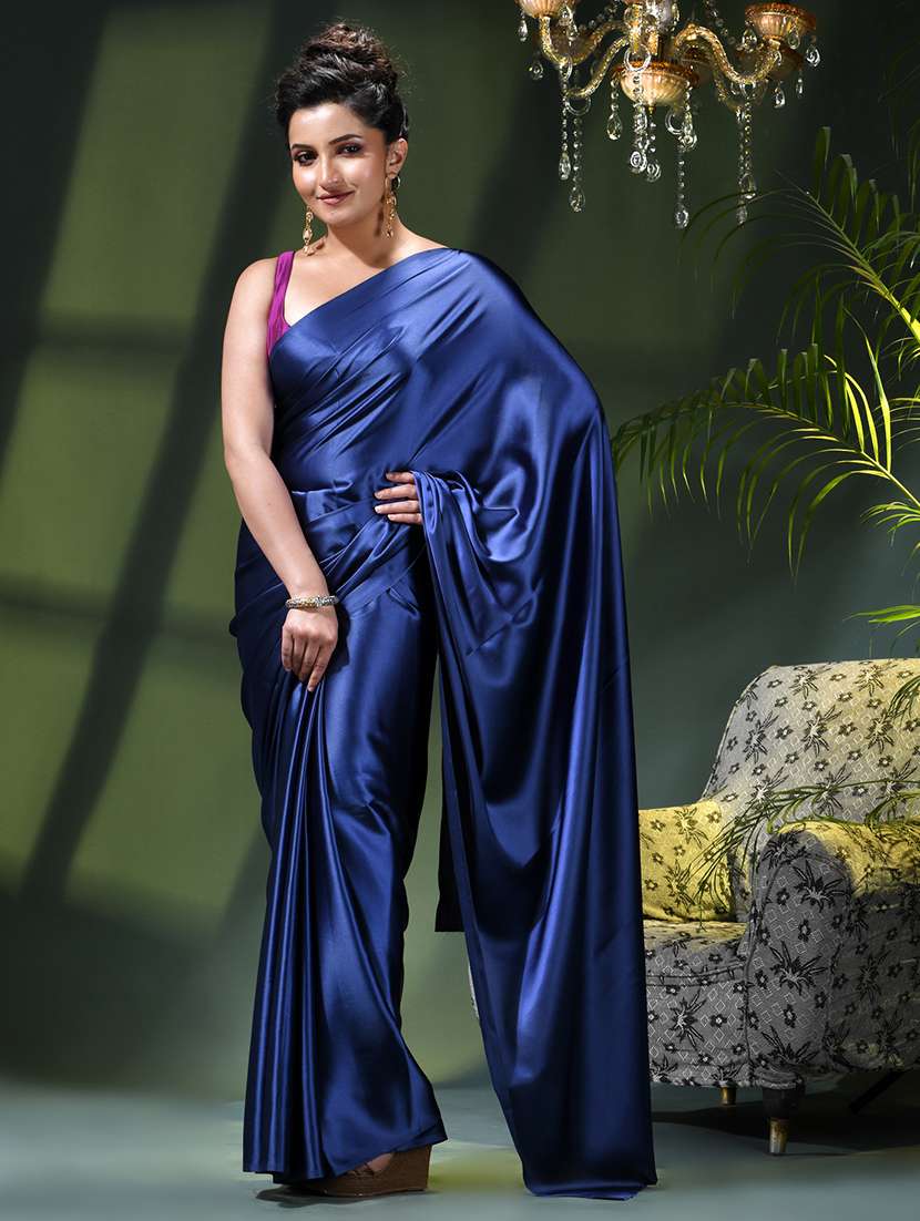 women solid plain saree