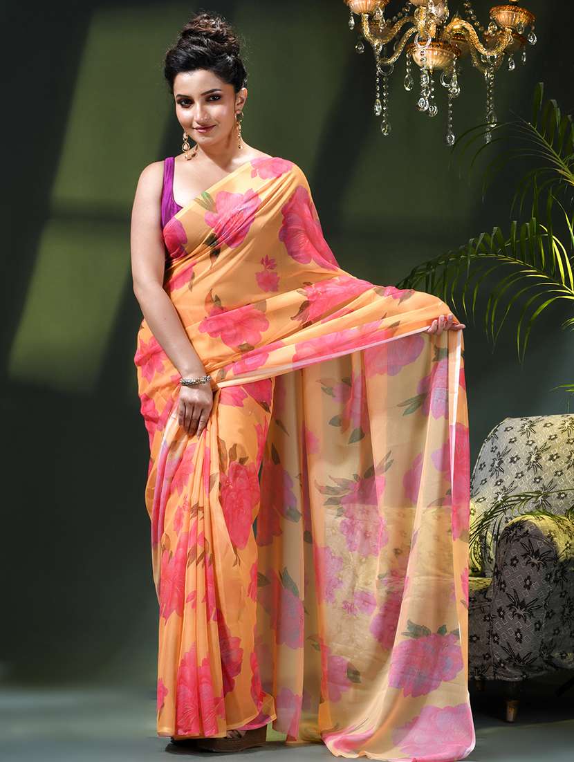 women printed casual wear saree