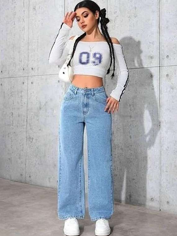 women solid high rise straight jeans - 22376219 -  Standard Image - 3